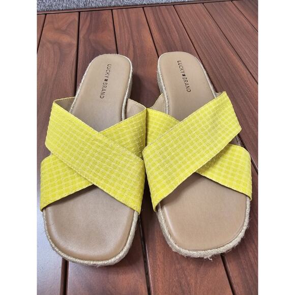 NEW Lucky Brand Gayte Yellow Espadrille Slide‎ Sandals 8.5 B(M) - Picture 4 of 4